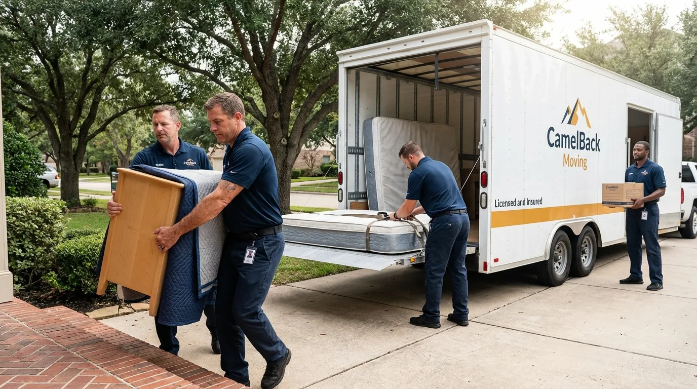 Crew loading residential truck for cross-state move from Cottage Grove, OR
