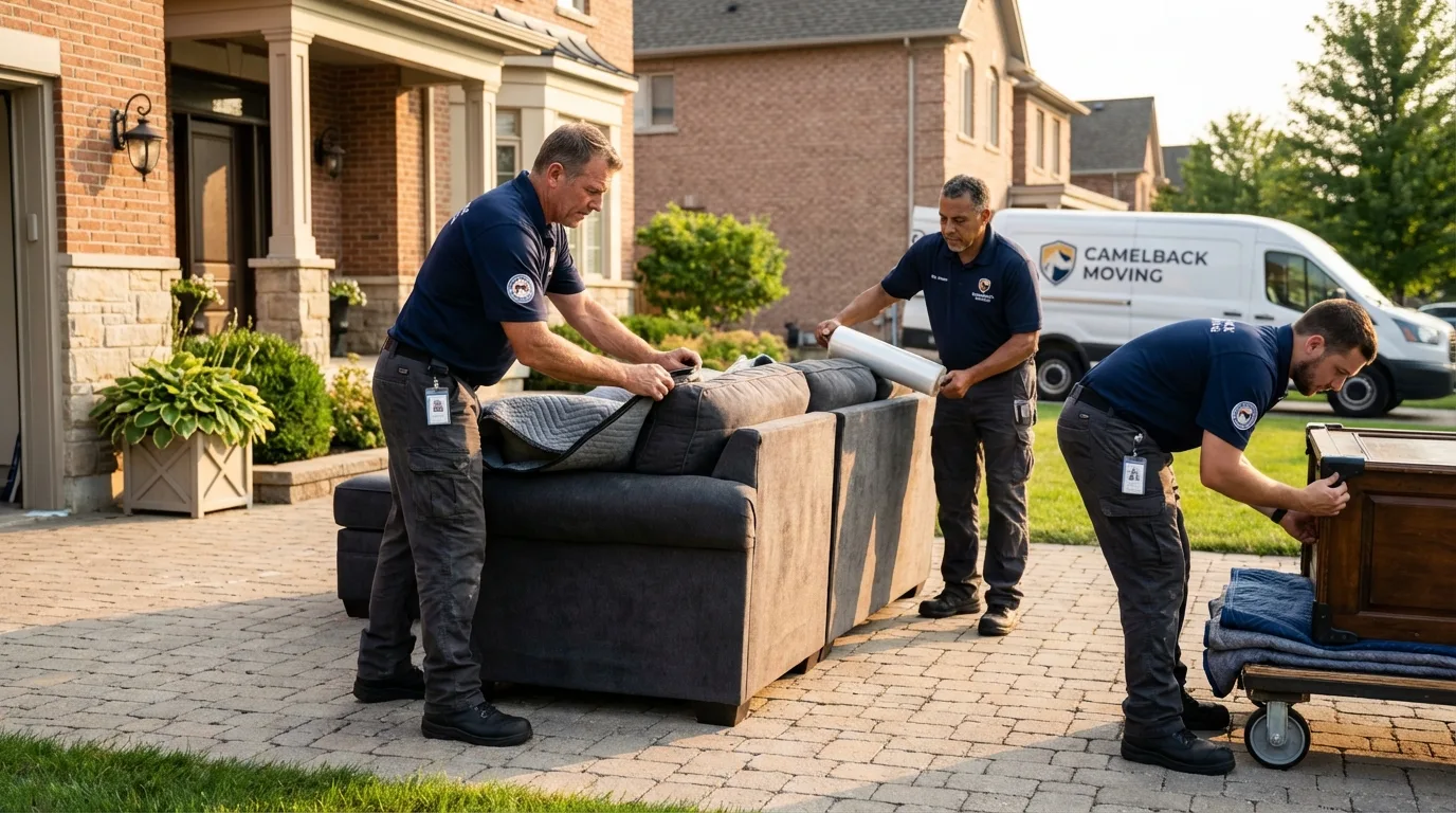 Large estate moving crew wrapping furniture in Cottage Grove, OR